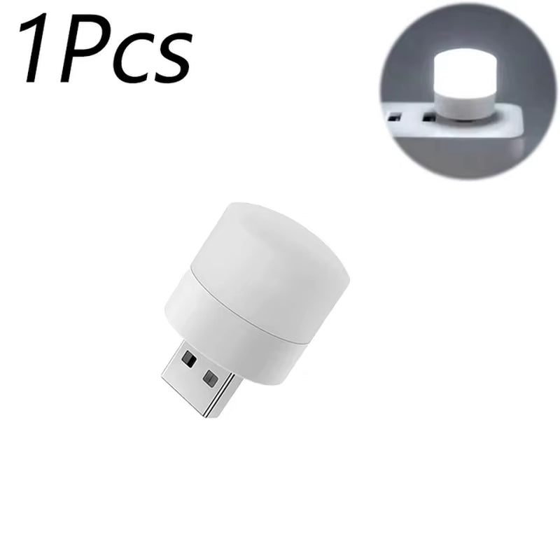 1/10Pcs Mini USB Night Light Warm White Eye Protection Book Reading Light USB Plug Computer Mobile Power Charging LED Night Lamp